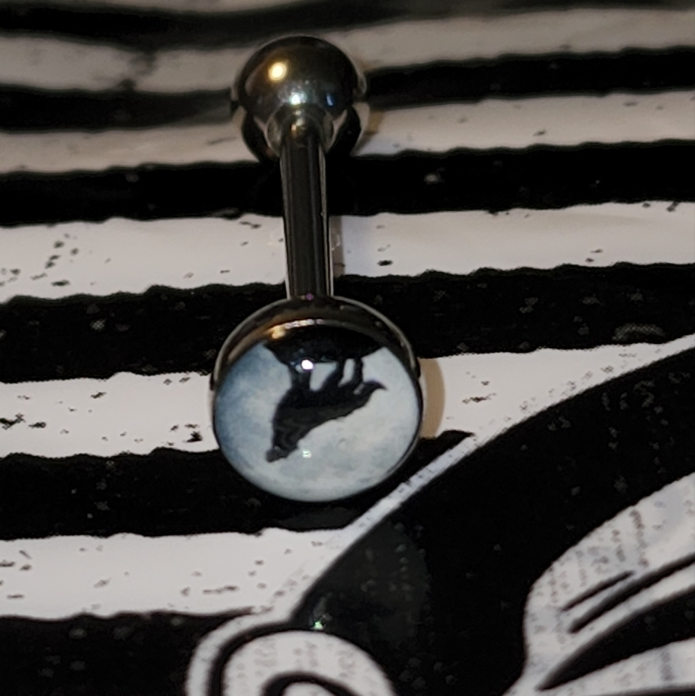14g Howling wolf Tongue Ring
